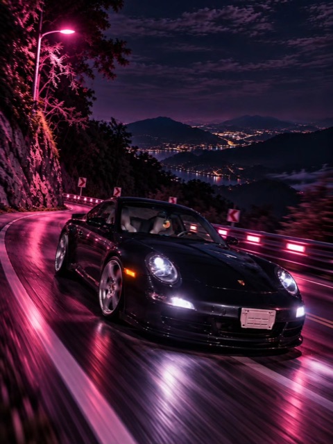 Porsche on the road